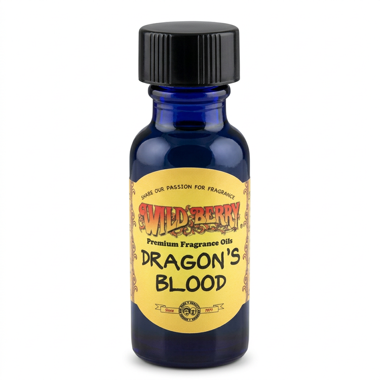 Dragon’s Blood fragrance oil bottle on a clean white background