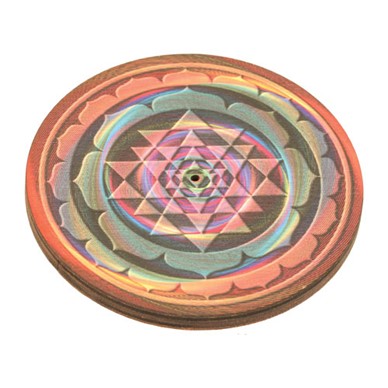 Wooden Round Geometric Incense Holder